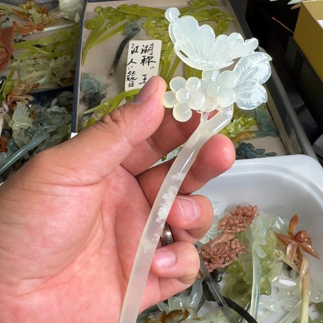 岫玉未镶嵌发饰明君玉簪就是好看