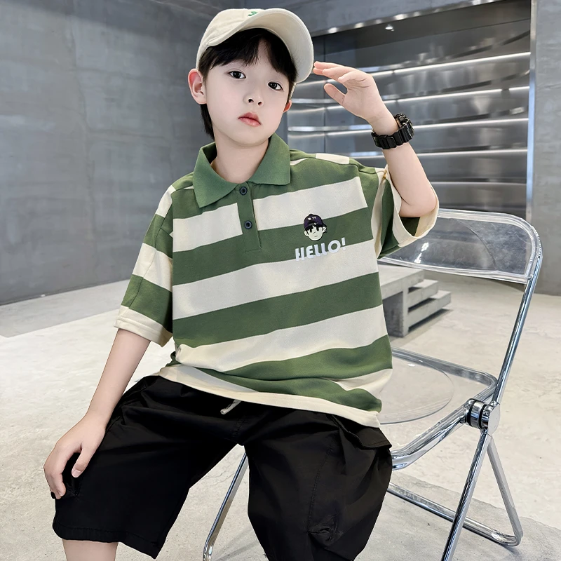 儿童装男童夏装Polo衫短袖T恤2025新款大童夏季纯棉夏款男孩半袖t
