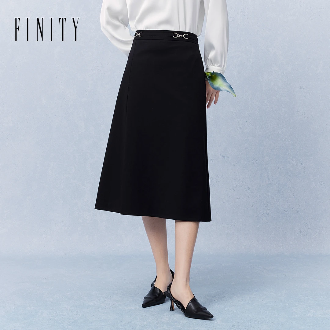 【小灯塔】FINITY 半身裙新款通勤高腰中长半裙 F21XCB12Q2