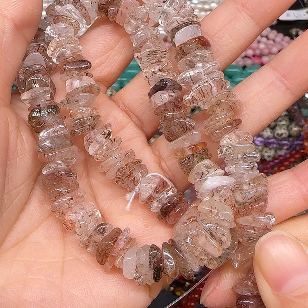 玛瑙/玉髓合金珠宝半成品黑金超七8-10mm一条