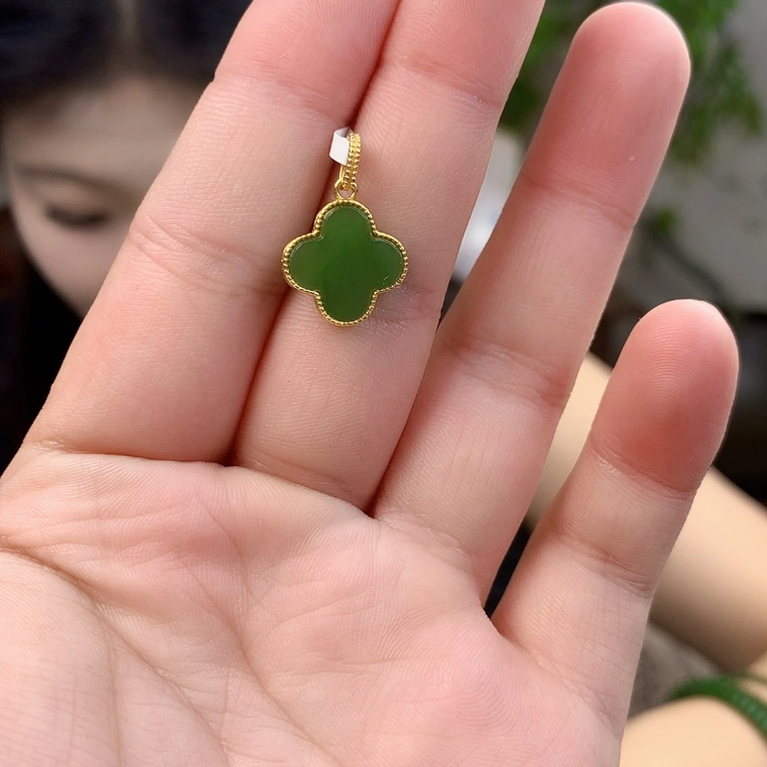 和田玉（碧玉）银S925镶嵌吊坠(不含链)吊坠