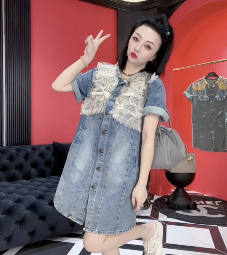 AIan欧货夏季新款欧货女装宽松时尚休闲百搭上新款牛仔连衣裙A117