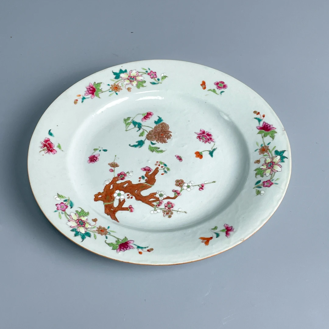瓷器/古董清乾隆粉彩花卉纹盘-M2XLZ003F98/收藏/文物/绣花张