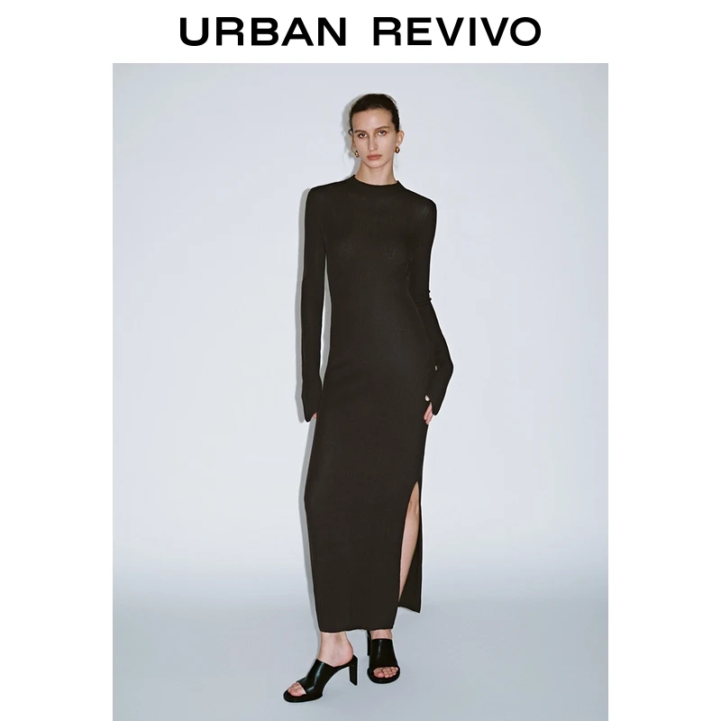 UR2026春季新款女装流动哲学复古长款针织连衣裙UWG950171