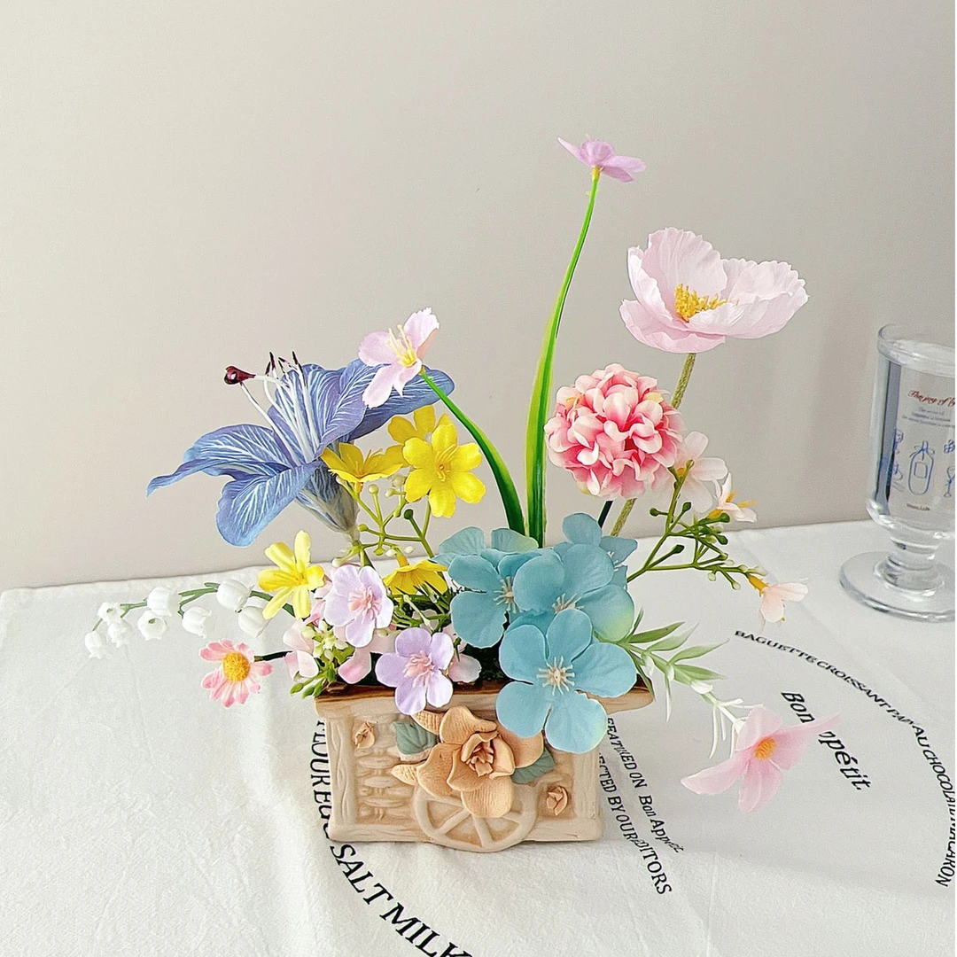 手工礼物送老师闺蜜客厅电视柜餐边柜装饰品摆件仿真花假高档大气