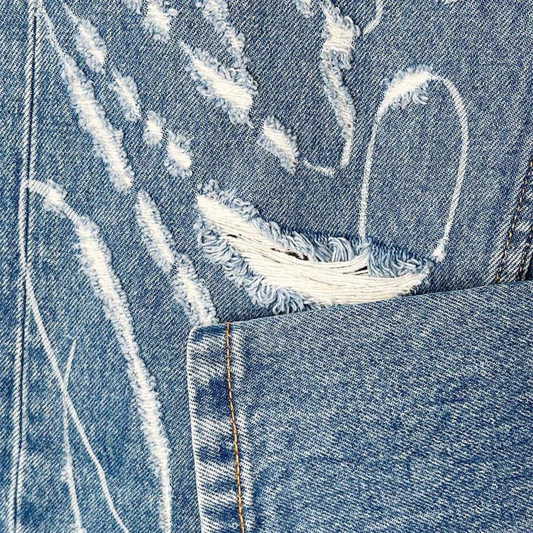 CR—|大W家酷飒字母划痕| 牛仔裤100