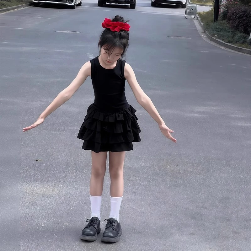 女童夏季连衣裙2025新款儿童背心裙女孩夏装公主裙子女大童蛋糕裙