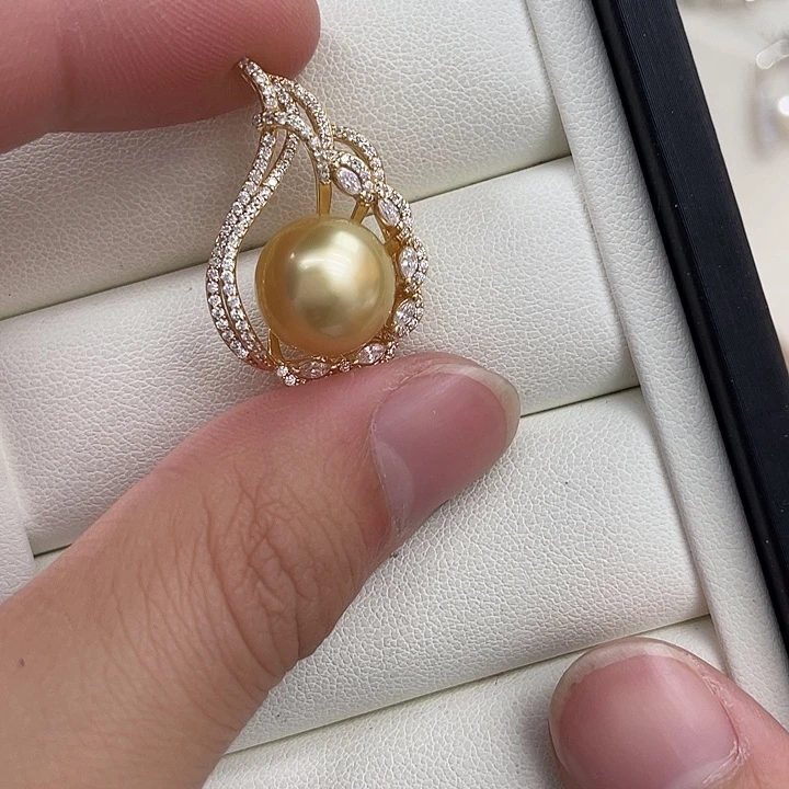 吊坠(不含链)银S925镶嵌海水珍珠