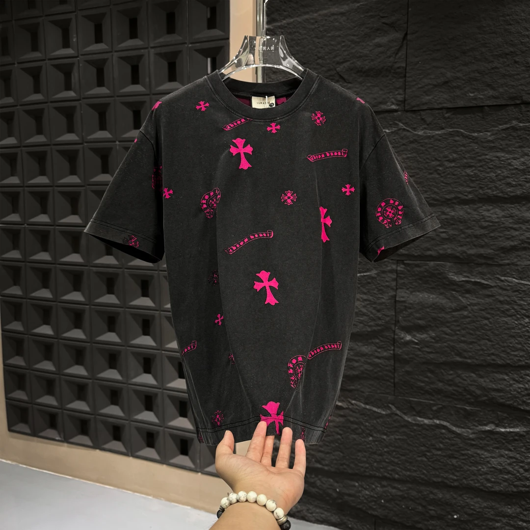 F46-【阿哲专属】-2025年新款高端轻奢重工水洗烧花百搭休闲短袖