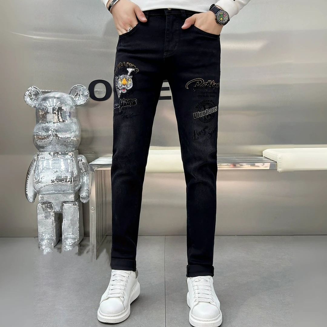 男士潮流牛仔裤时尚轻奢黑色百搭秋季弹力男牛仔裤子舒适CLK-50