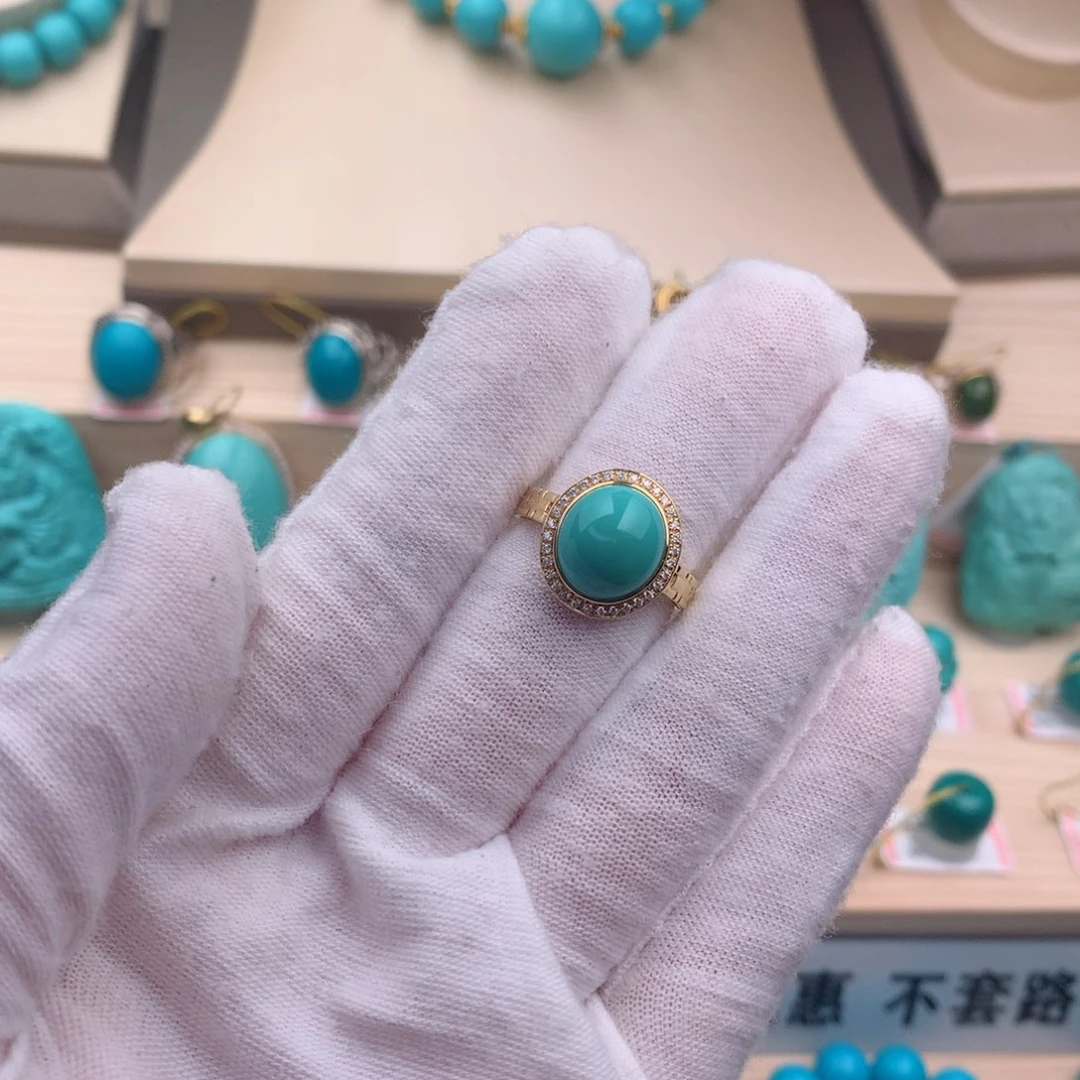 绿松石珠宝奇石18K金镶嵌