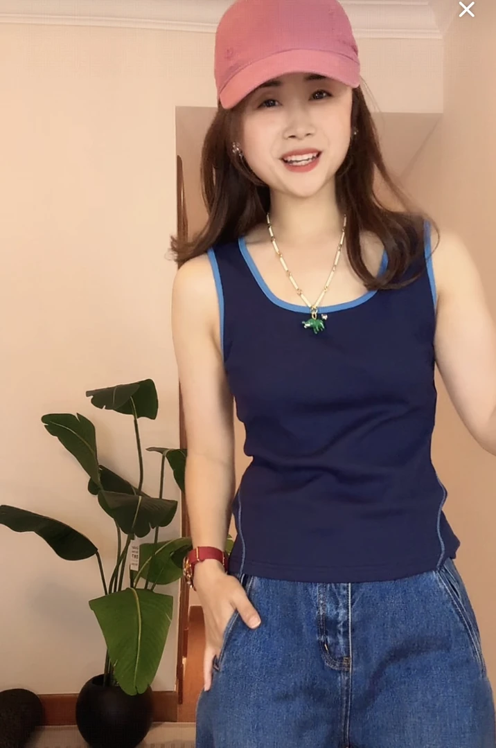 “帆船背心”摩登街头经典百搭撞色上衣25330