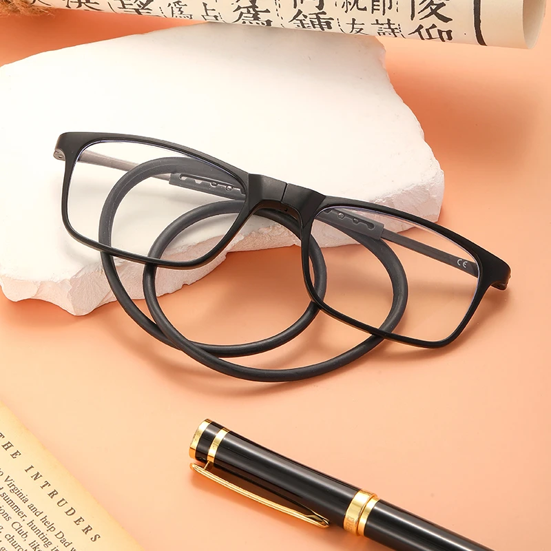 中老年便携高清磁吸一体式挂脖镜男女同款老花镜防蓝光