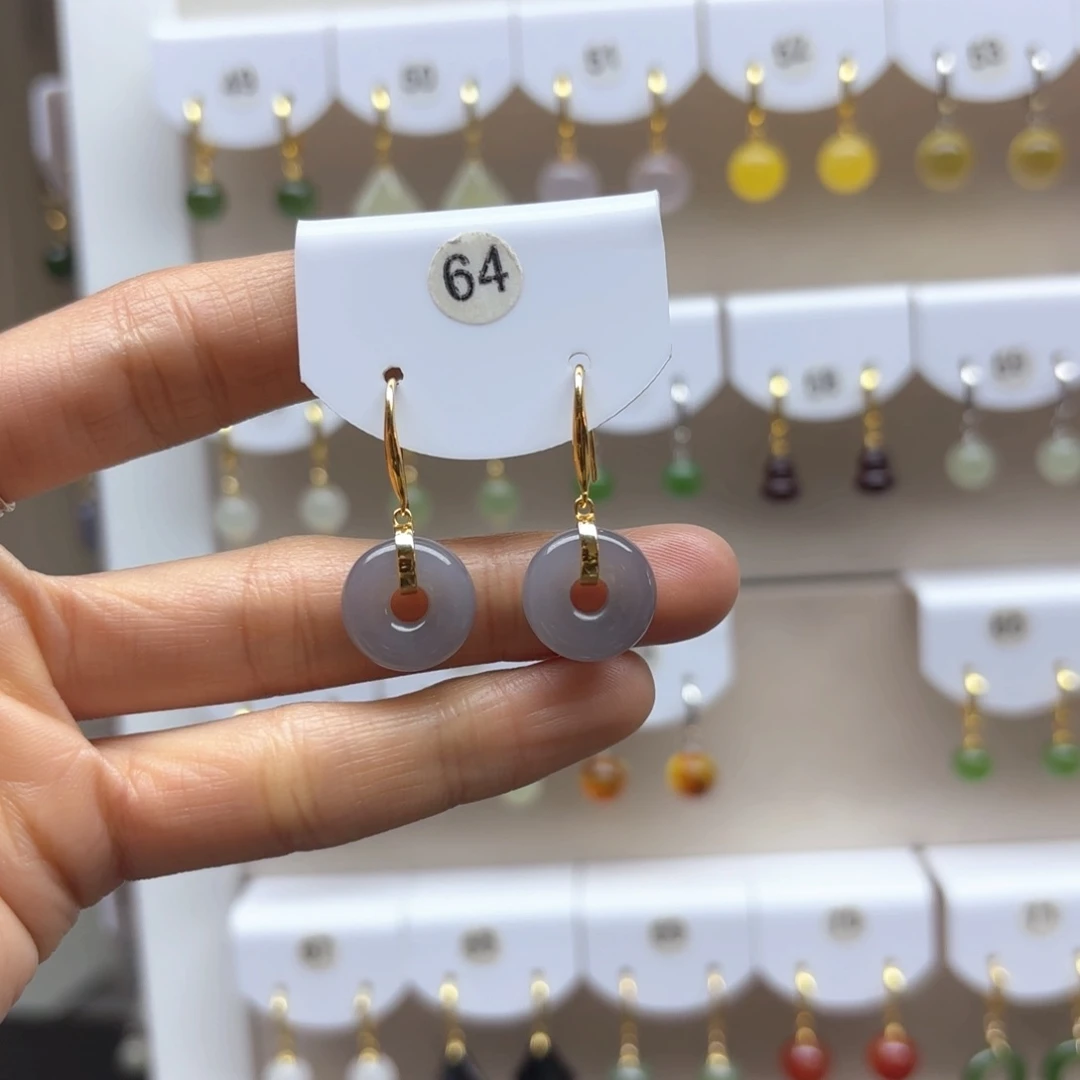 和田玉耳饰银S925镶嵌2