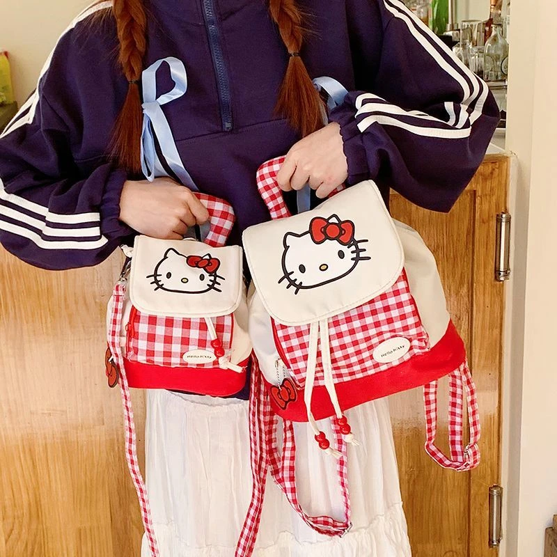 爆款双肩小背包二合一书包韩系慵懒风中款可爱Kitty小众春游少女J