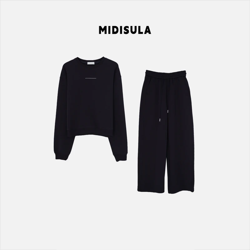 阿玉家&风减龄运动虚线卫衣套装两件套#0044