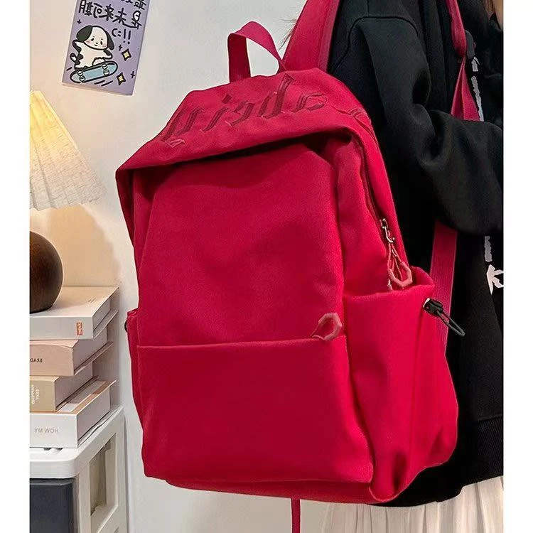 新款男女同款纯色大容量原创初高中简约书包大学生大容量书包