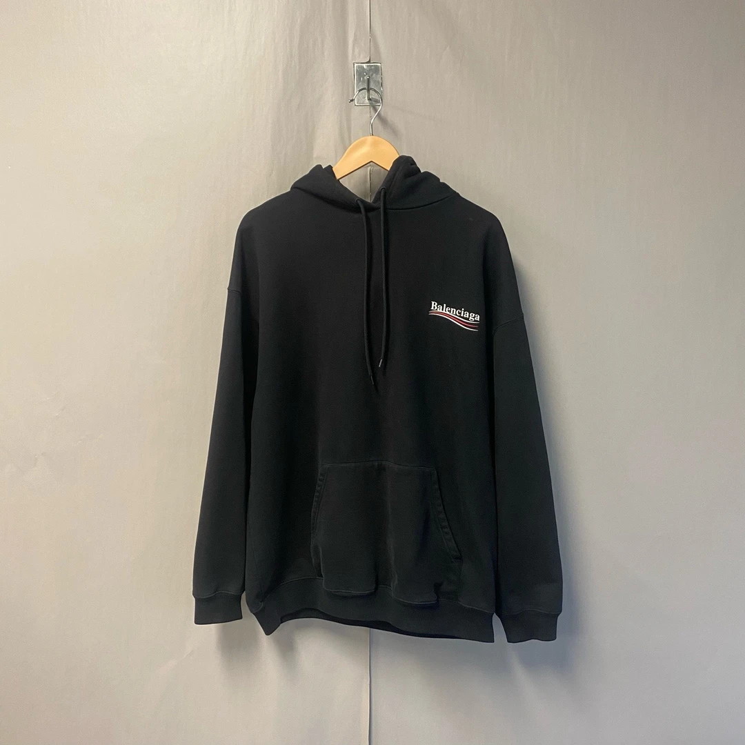 95新 Balenciaga/巴黎世家 黑色可乐印花连帽卫衣 s码 #6017