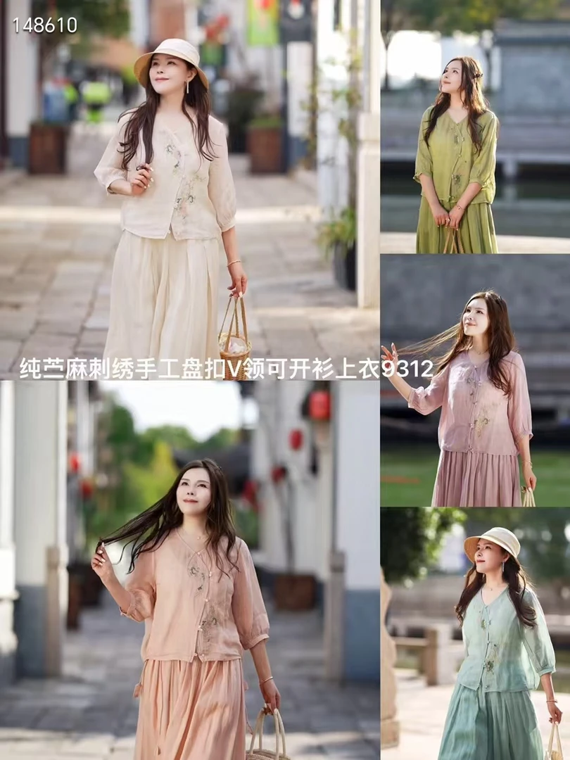 新款晓莲家苎麻刺绣上衣9312