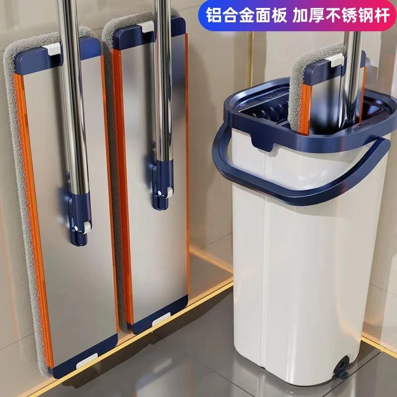 新款铝合金面板大号平板拖把家用懒人一拖净免手洗墩布桶拖地神器