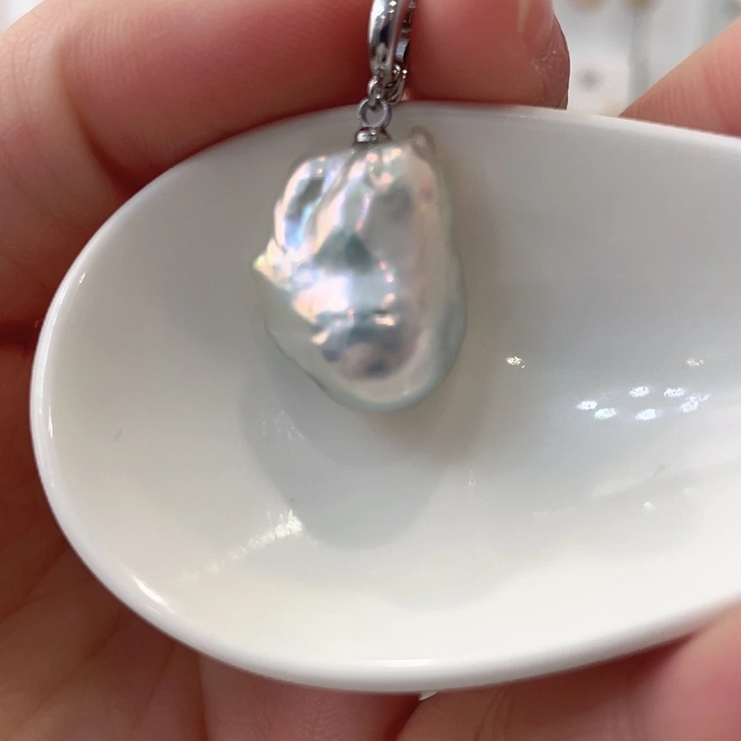淡水珍珠天然珍珠巴洛克银S925镶嵌