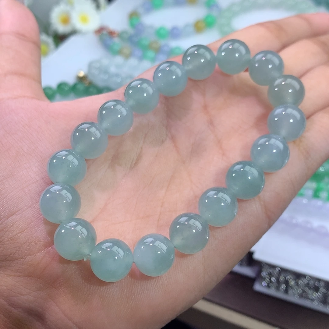 翡翠未镶嵌手链冰晴绿手串
