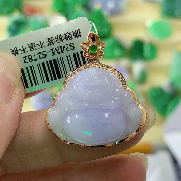 翡翠颈饰18K金镶嵌挂件