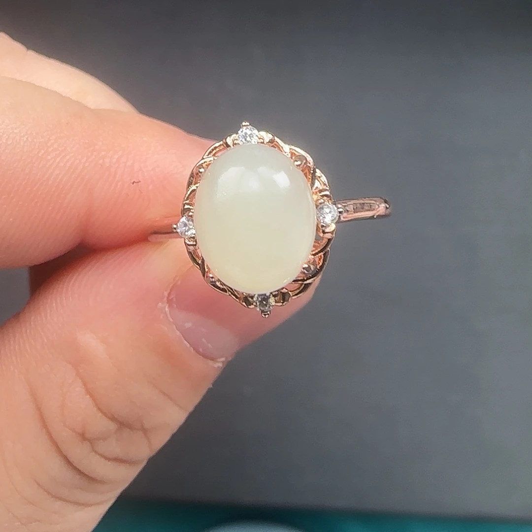 和田玉未镶嵌吊坠(不含链)白玉戒指