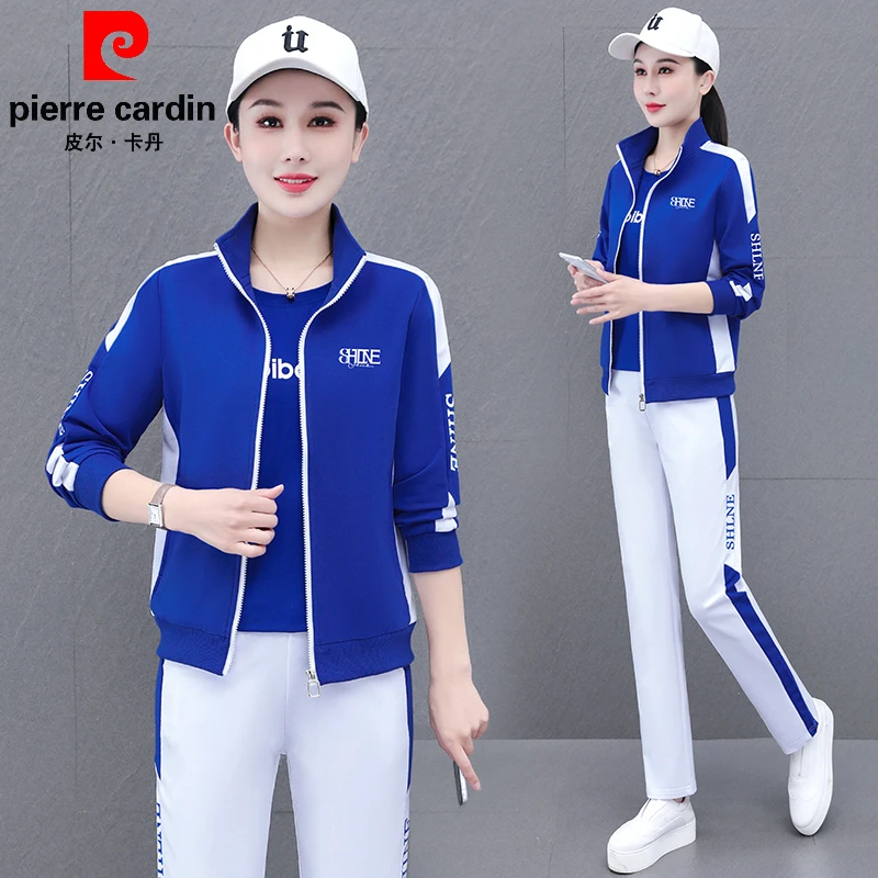 皮尔卡丹洋气运动套装女春秋季新款2025广场舞团体大码减龄三件套
