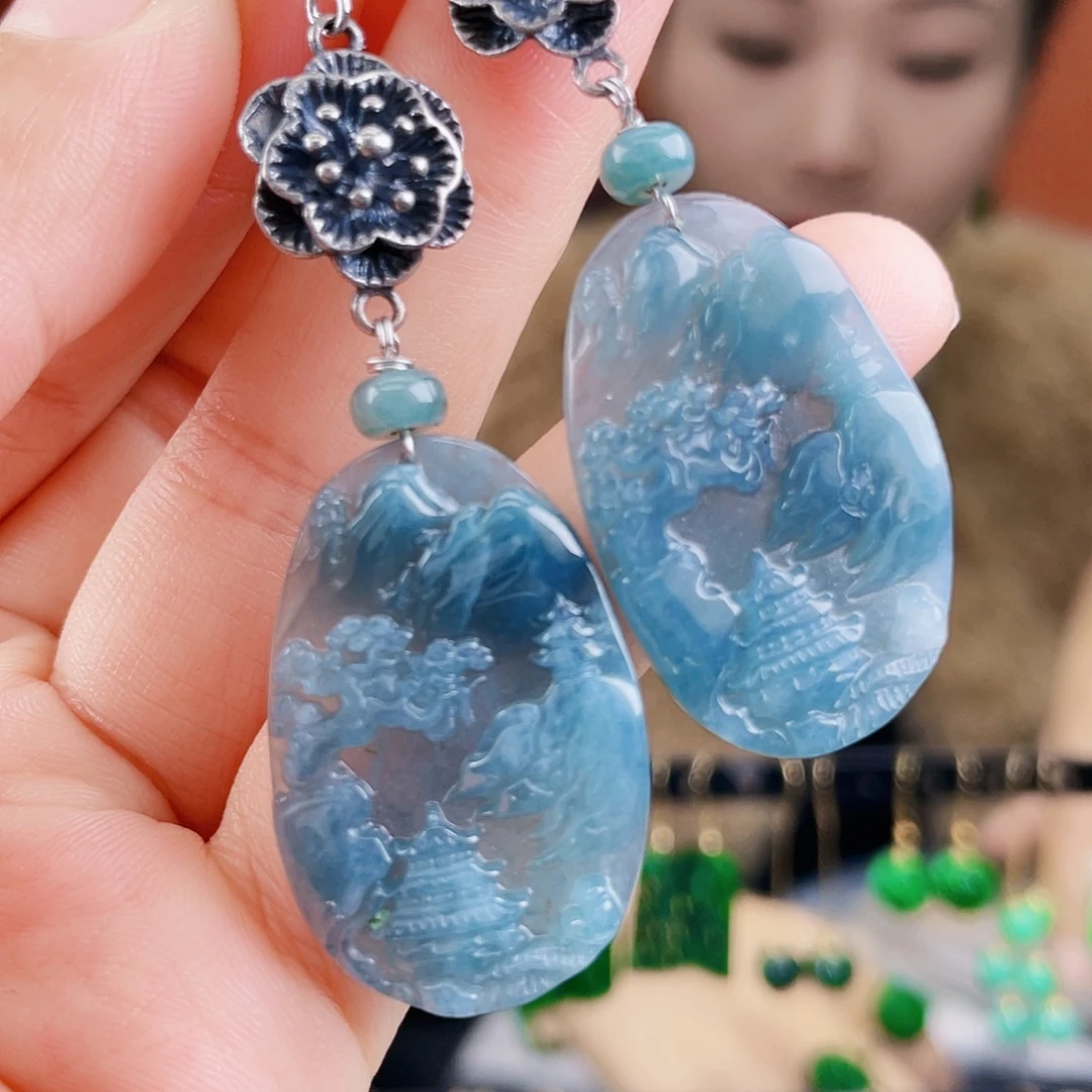 翡翠未镶嵌耳饰饰品