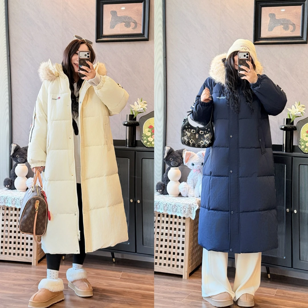 花契“雪松日记”大码女装冬季宽松200斤胖mm慵懒风长款棉服15723-H