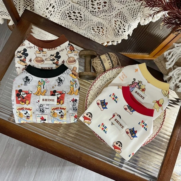 秋冬卡通印花宠物衣服秋冬款狗狗背心猫咪保暖衣小型犬衣服无袖