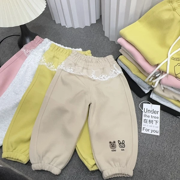 新款QYBB男女宝宝刺绣春款裤（90-130)