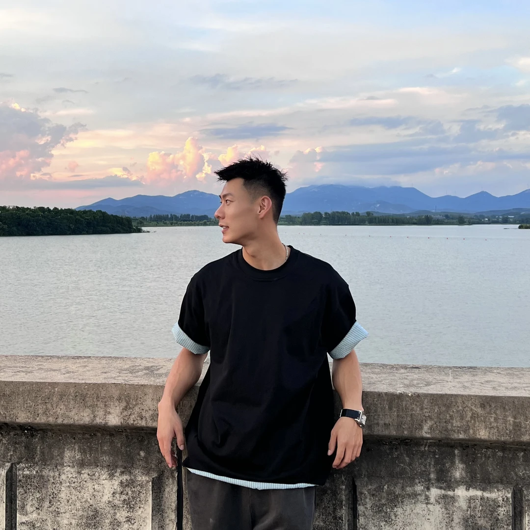 【春昂】宽松t恤拼接格纹短袖经典夏季男女简约百搭透气纯色时尚