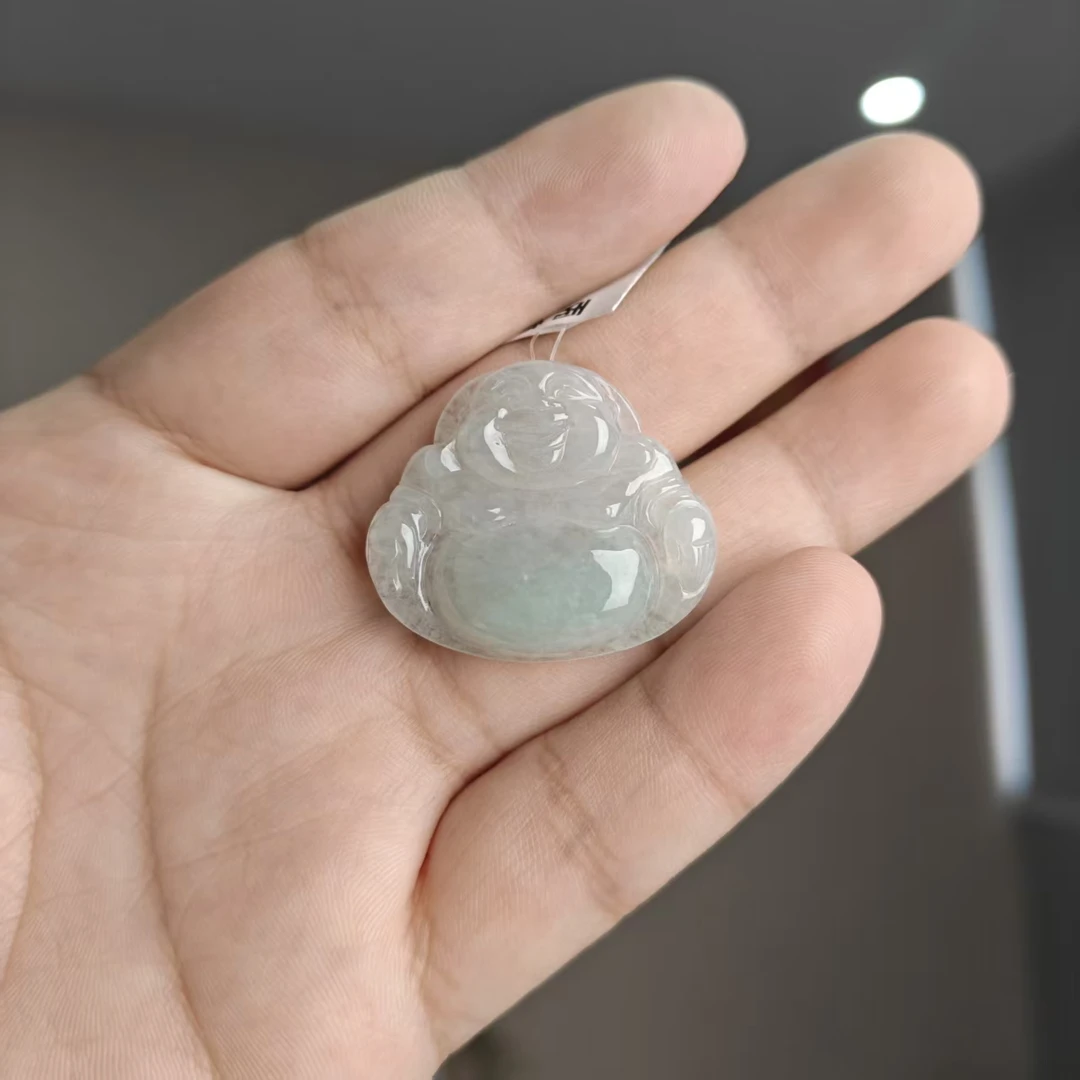 天然A货翡翠佛公吊坠