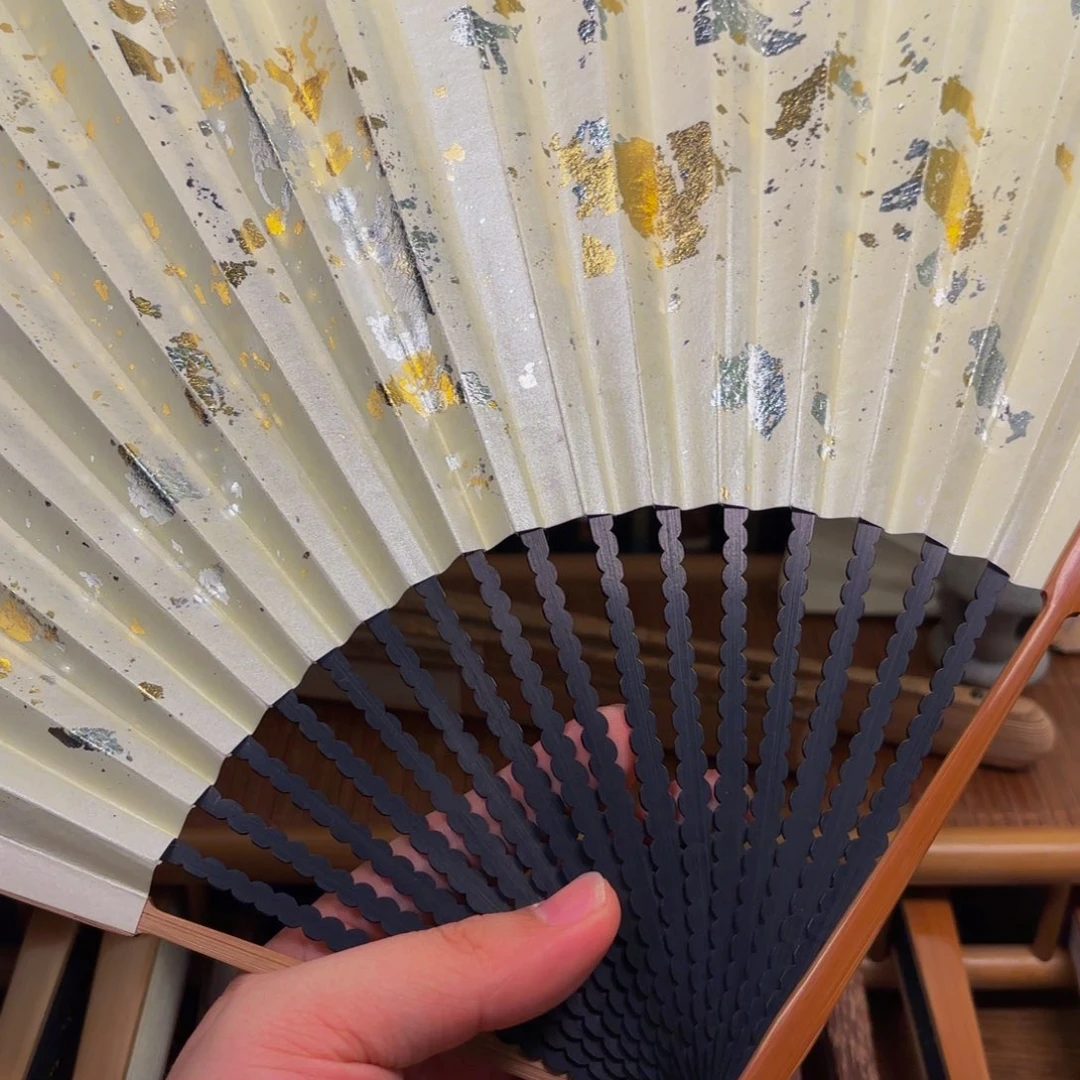 扇子白撒金龙鳞老川料158