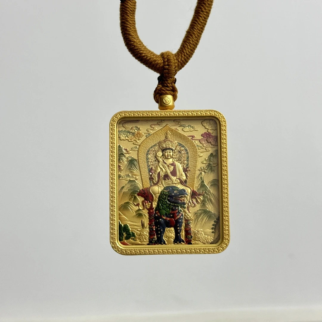 藏式唐卡工艺吊坠 康安幸福 立体文殊+五爷