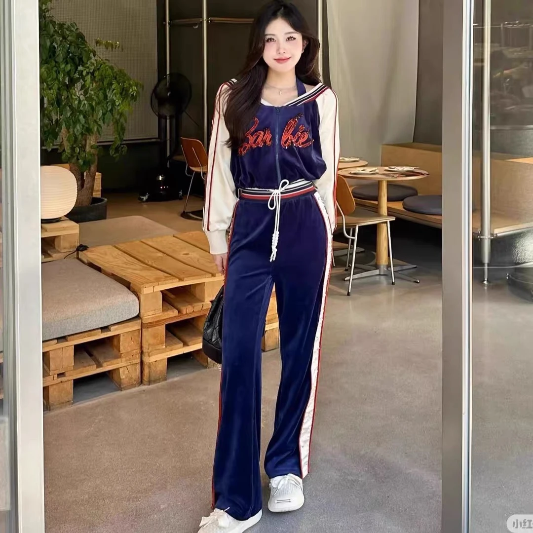 辰辰辰小店蓝色棒球服挂脖上衣长裤半裙