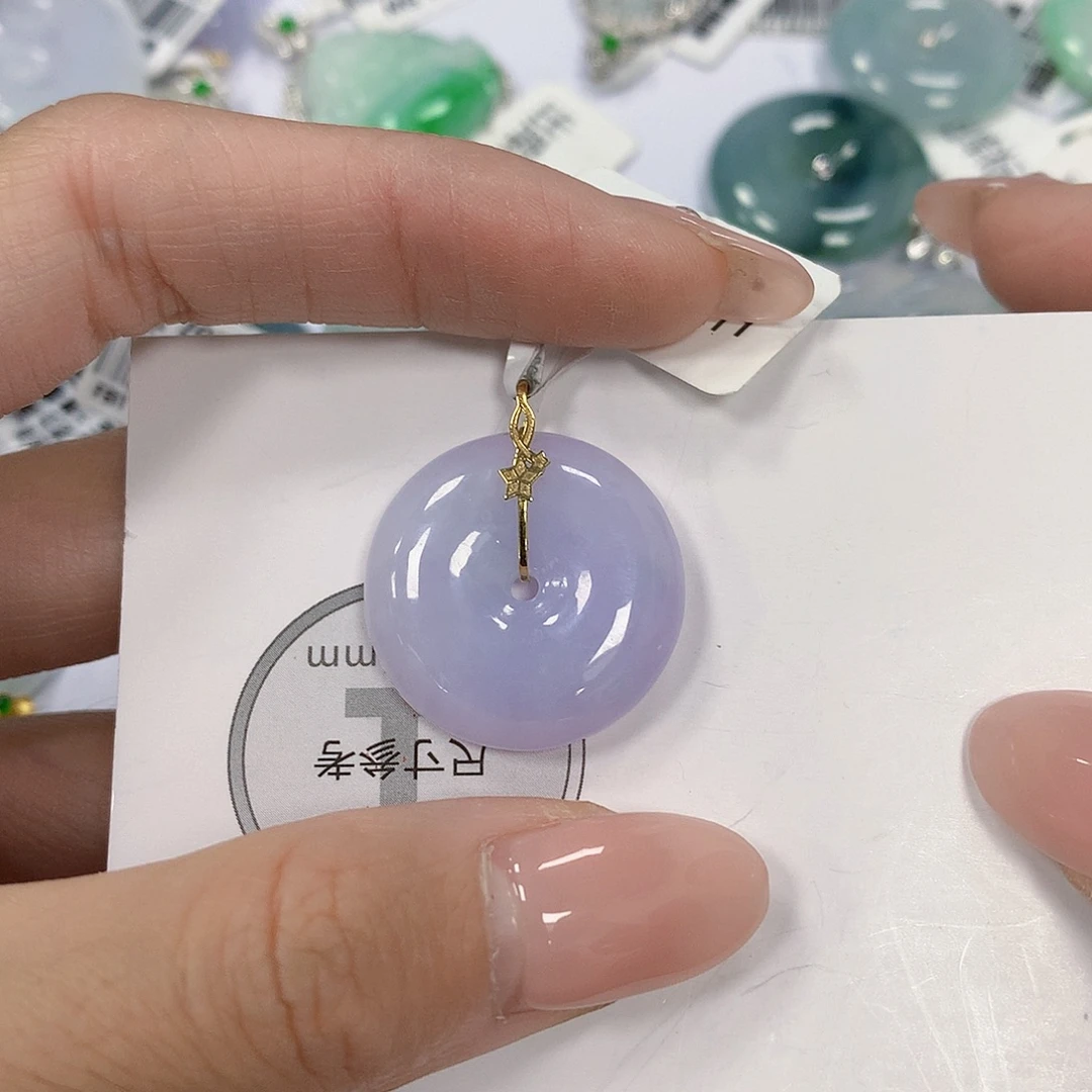 翡翠18K金镶嵌颈饰天然翡翠a货 百元以上9米证书费自理