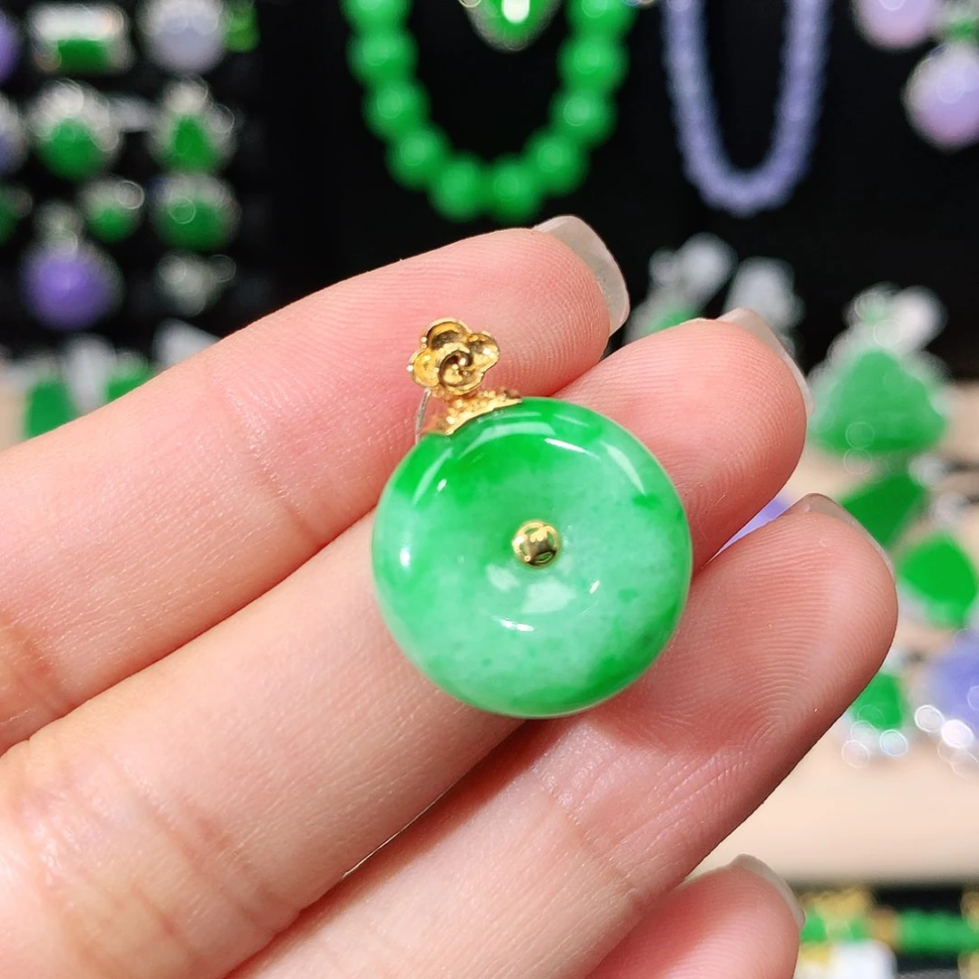 翡翠18K金镶嵌吊坠(不含链)