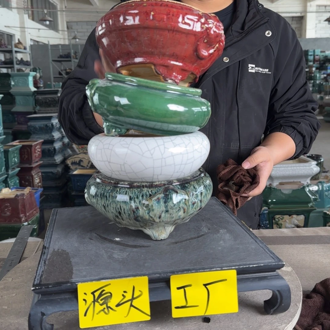 陶。一风堂石湾花盆  微瑕