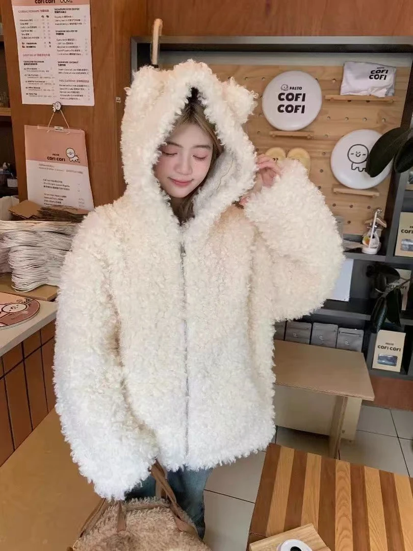 【傲傲精选】小熊毛毛加厚短外套