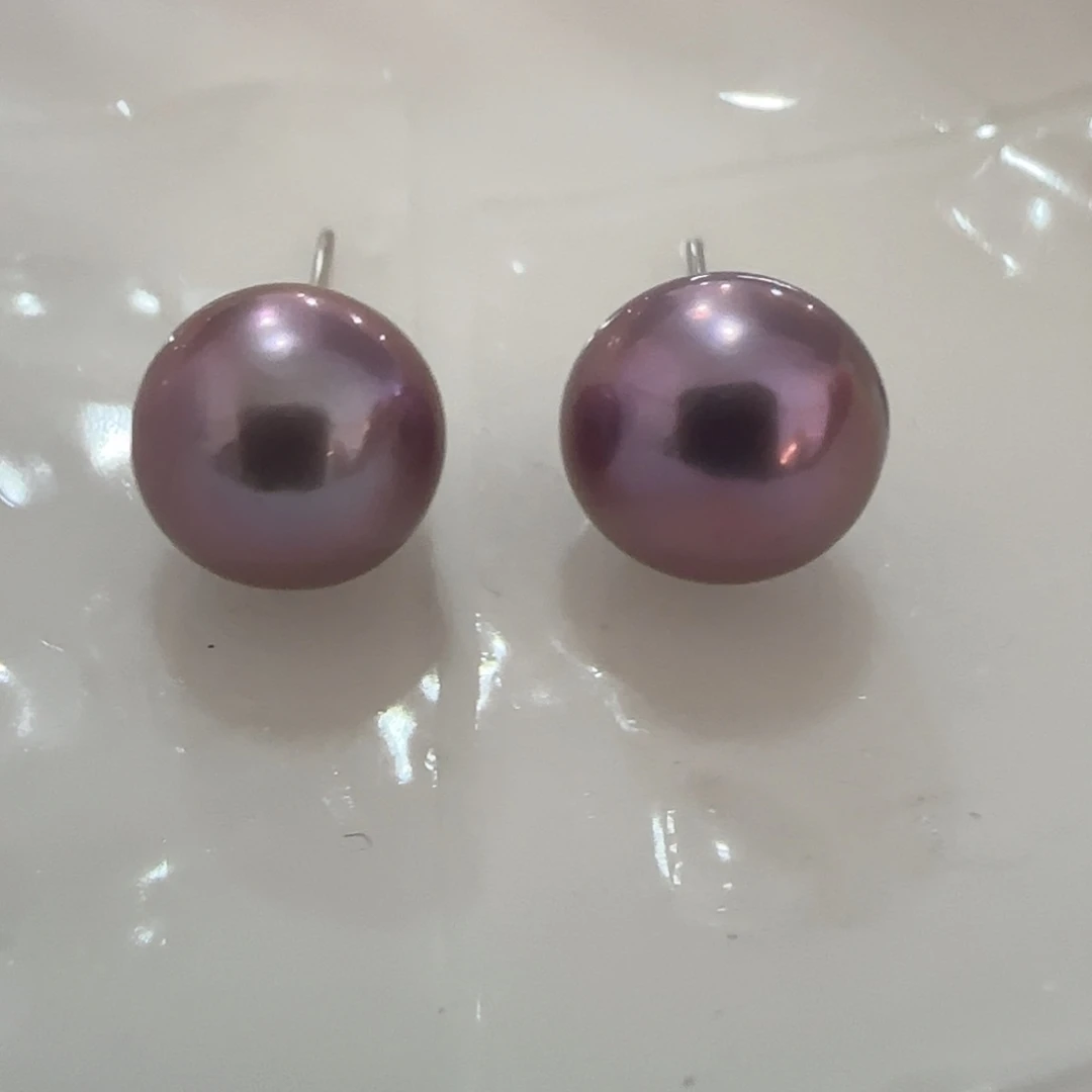 银S925镶嵌淡水珍珠耳饰