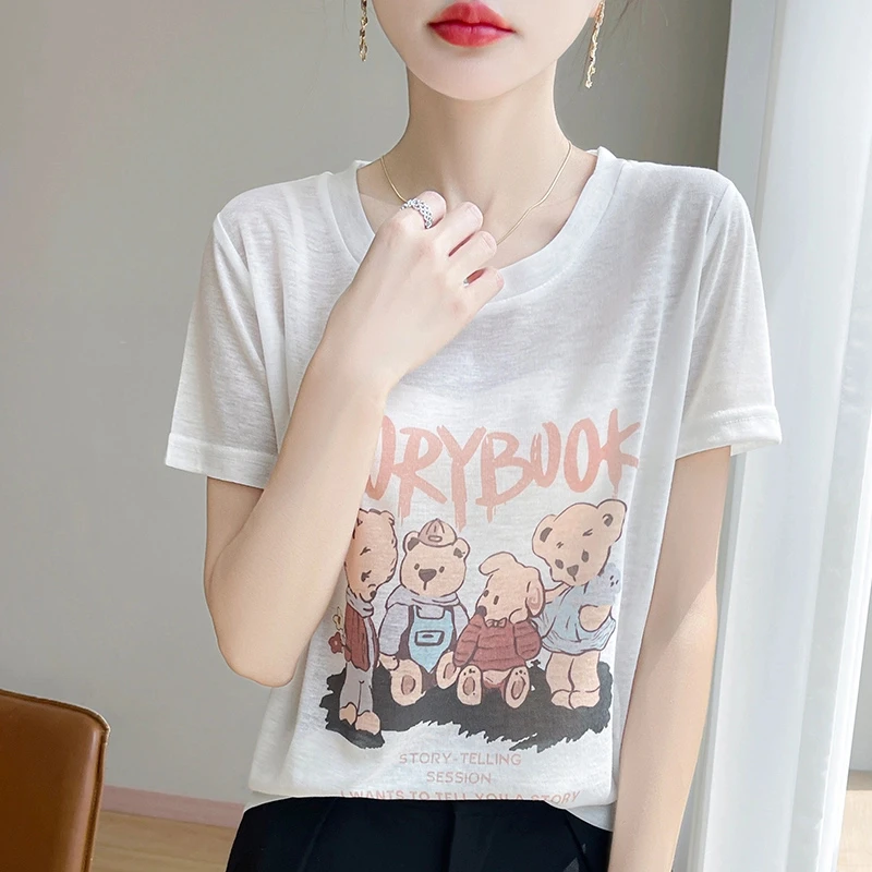 韩版宽松薄款莱赛尔夏季新款通勤简约短袖女气质T恤上衣