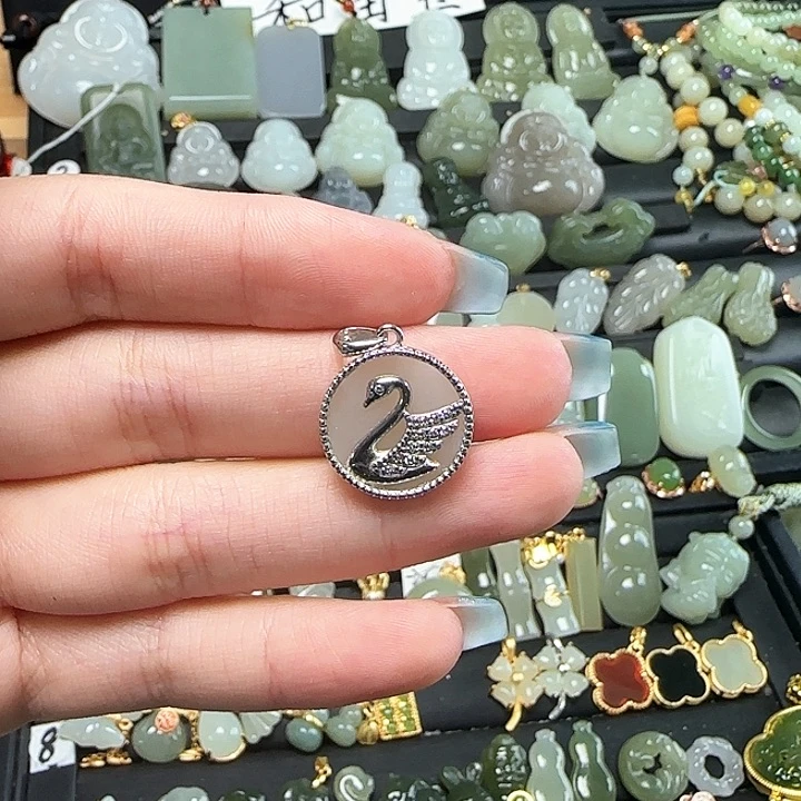 和田玉银S925镶嵌颈饰