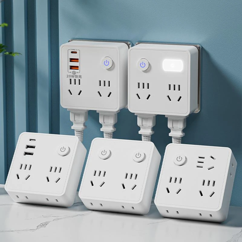 公牛适用虹廷多功能插座转换器小夜灯家用无线扩展器一转二三多孔