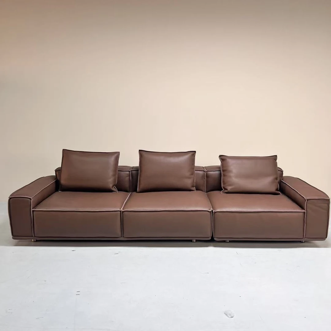 立飞皮业 清样豆腐块沙发 全皮厚皮