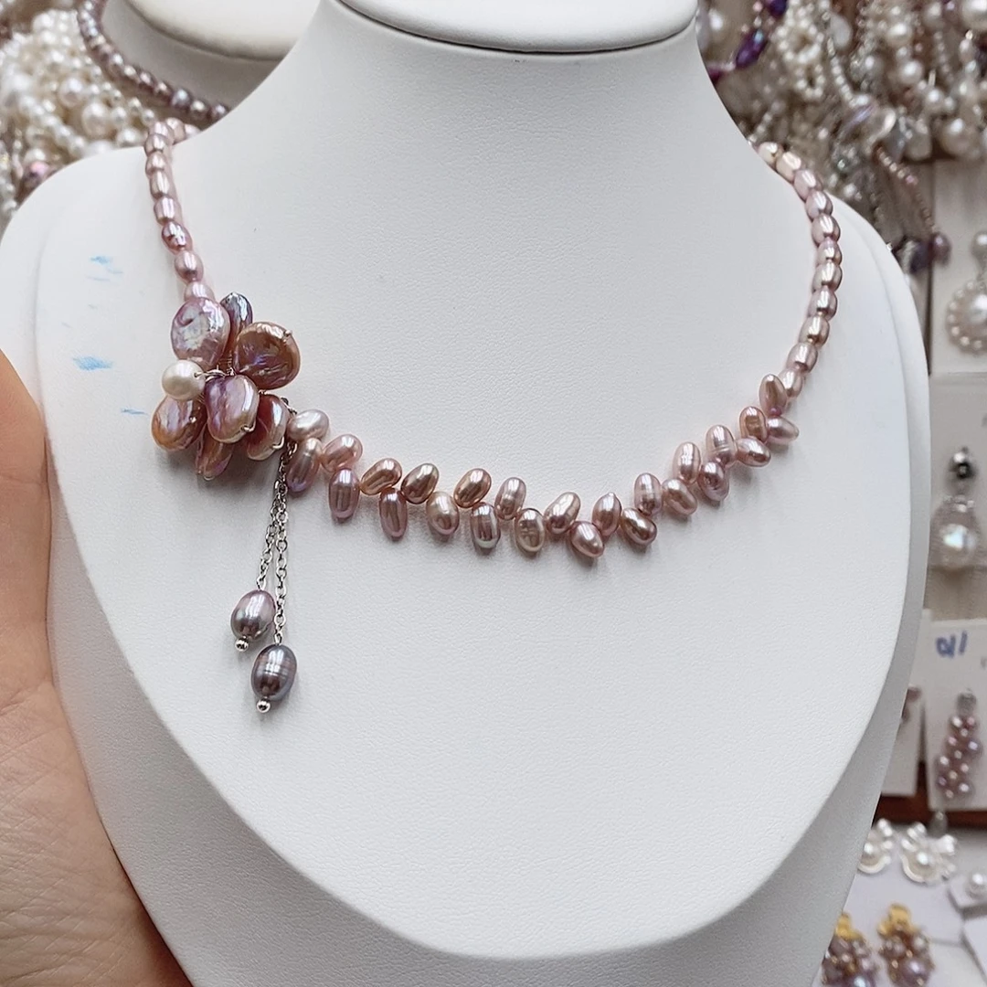 耳饰银S925镶嵌淡水珍珠