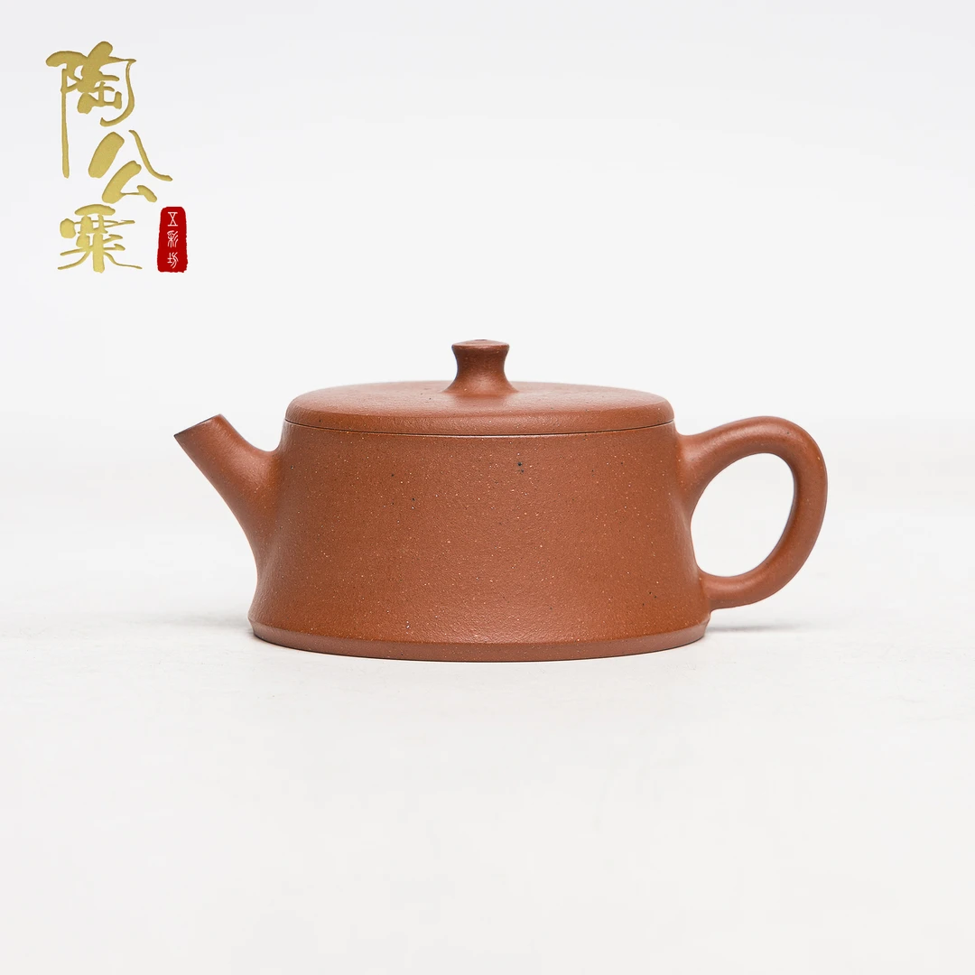 陶公粟原矿黄龙山大红泥《云柱》120cc吴国仙手制精美紫砂壶