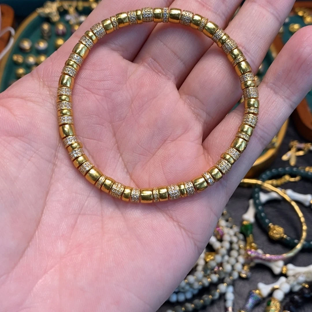 合成立方氧化锆手链足金镶嵌